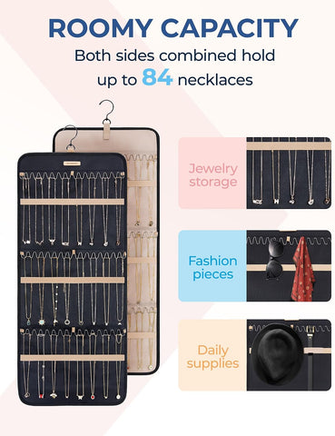 BAGSMART Hanging Necklaces Organizer Jewelry Holder, 1 piece, Large Black
