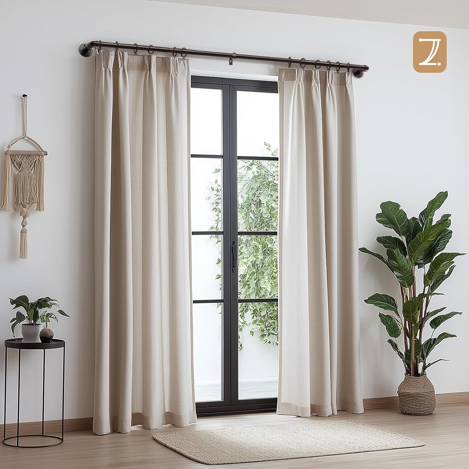 Zeerobee 1 Inch Industrial Curtain Rods, Antique Bronze, 32"-48"