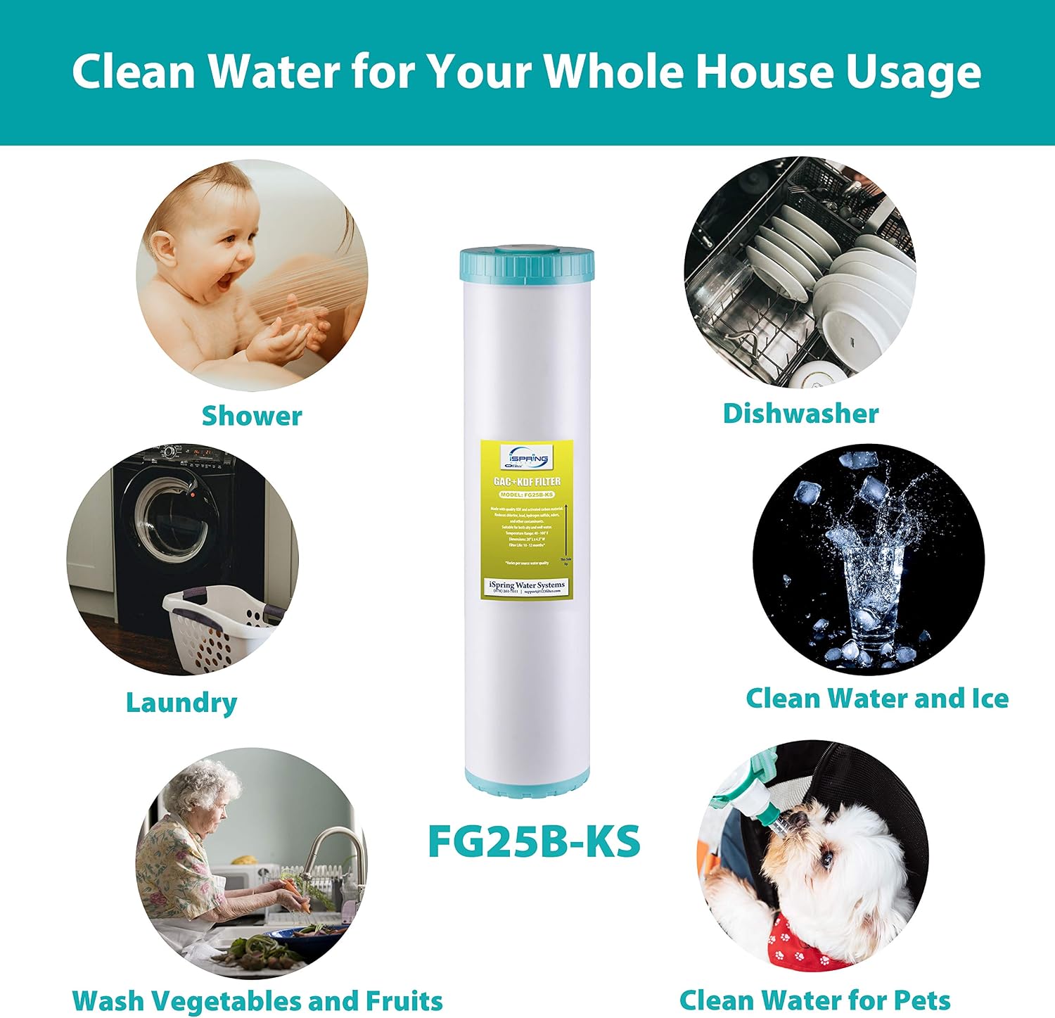 iSpring FG25B-KS Heavy Metals Reduction Whole House Water Filter