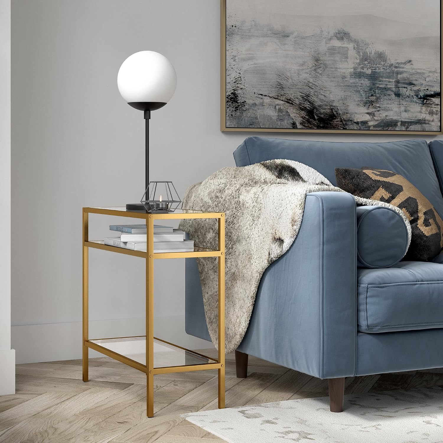 Henn&Hart 24" Side Table, Nightstand, End Table, Gold