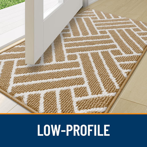 OLANLY Indoor Door Mat 32x20, Low-Profile Dirt Resistant Doormat, Beige