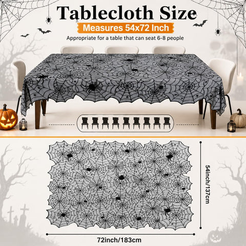 Jomelly Halloween Spider Web Lace Tablecloth,54 x 72 Inch