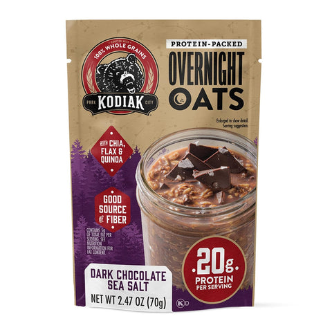 Kodiak Protein Overnight Oats, Dark Chocolate Sea Salt, High Protein, 9pk