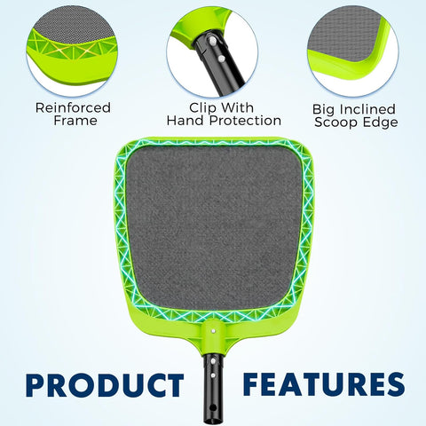 Sepetrel Pool Skimmer Net - Professional Heavy Duty Reinforced Frame Nylon Flat Leaf Rake Net,for Spa Pond Swimming Pool, Cleaning Supplies and Accessories, (Pole Not Included)