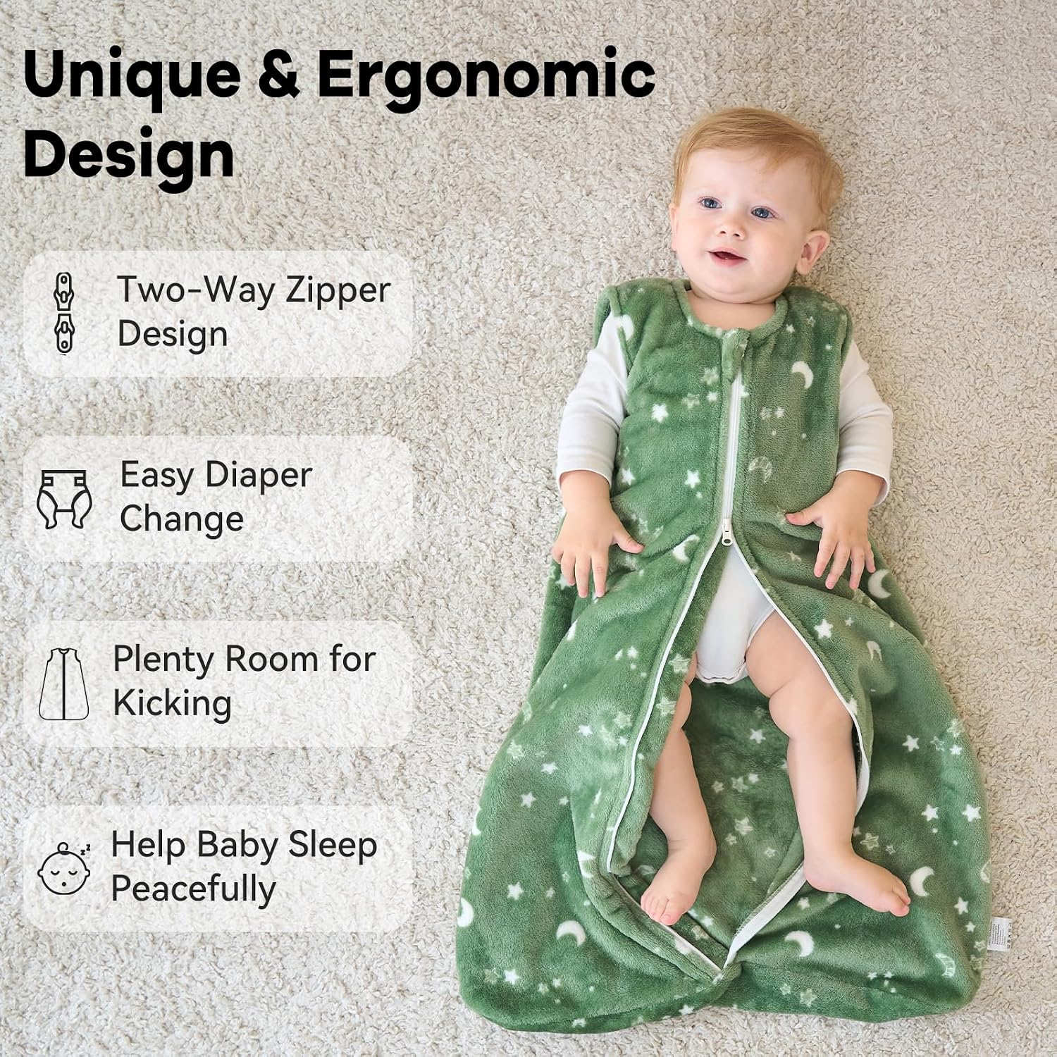 Unnivoll Baby Sleep Sack 18-24 Months Fleece 2.0 TOG Baby Wearable Blanket