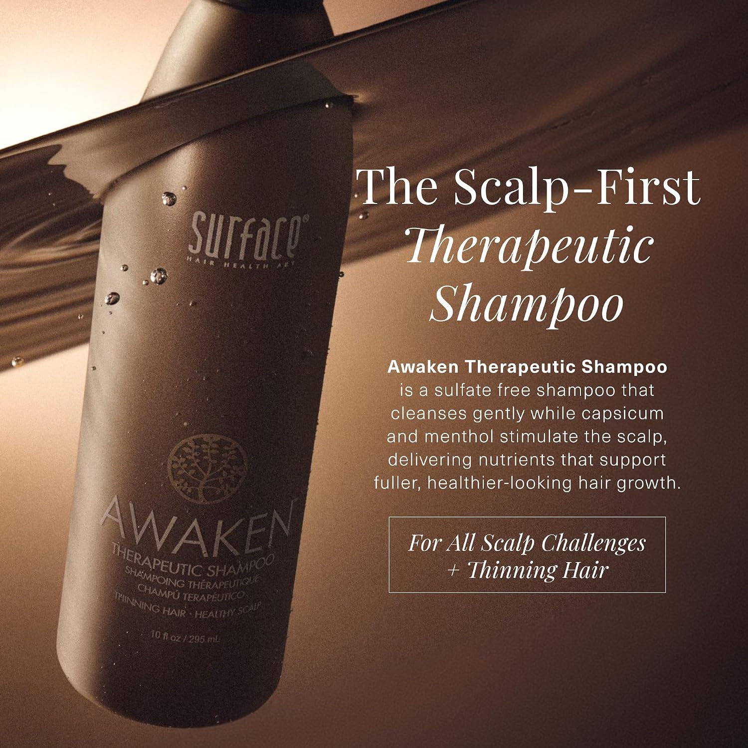 Surface Hair - Awaken Therapeutic Shampoo – Natural Ingredients for Thinning Hair and a Healthy Scalp