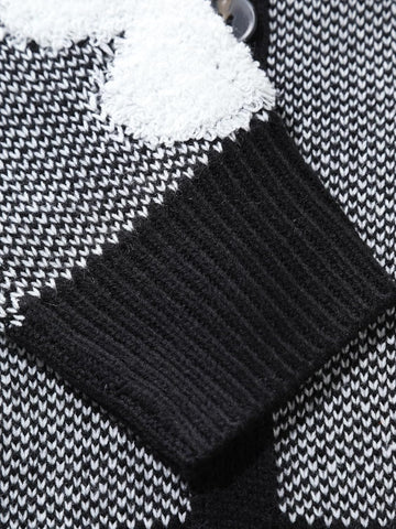 SHENHE Men's Skeleton Pattern Cardigan Long Sleeve Unisex Knitted Sweaters