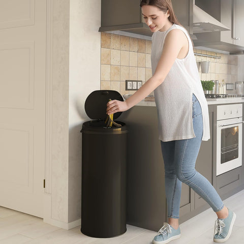 iTouchless 13 Gallon Round Sensor Kitchen Trash Can with Lid | Odor Filter
