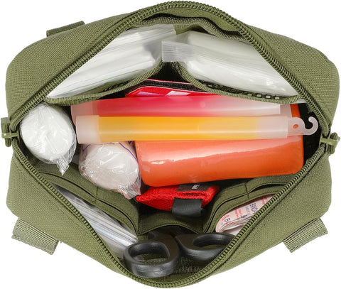 FRTKK Tactical Molle Admin Pouch Utility Laser Cut EDC Tool Pouch Bag Horizontal Modular Pouches Include US Flag Patch and Keychain