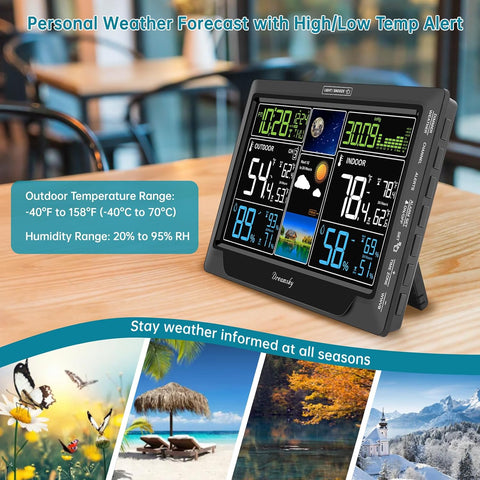 DreamSky Weather Station Indoor Outdoor Thermometer Wireless, Atomic Clock
