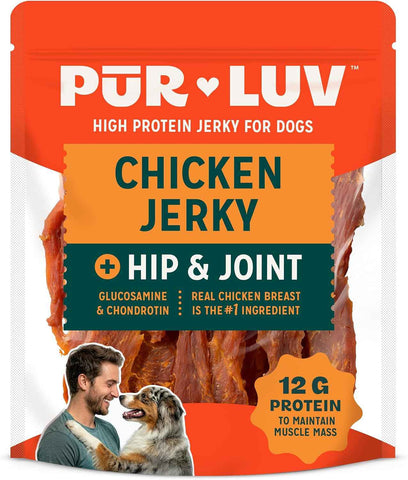 Pur Luv Chicken Jerky Dog Treats with Hip & Joint Support, 12 oz