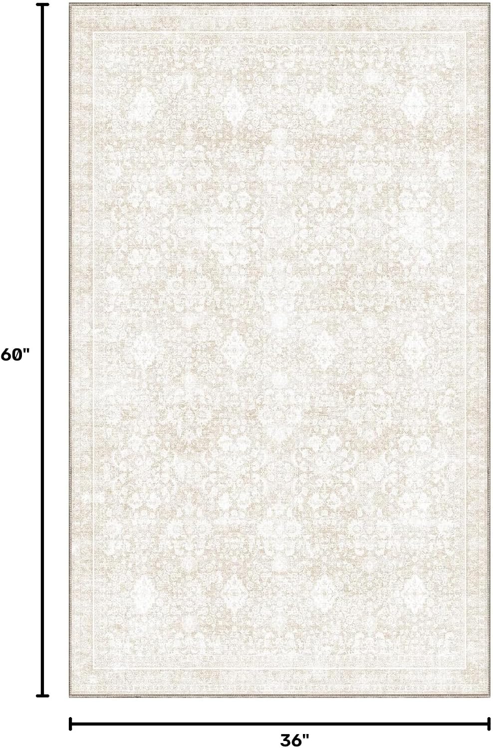 Sasttie 3x5 Area Rugs, Ultra-Soft Washable Rug for Living Room, Cream