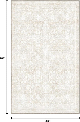 Sasttie 3x5 Area Rugs, Ultra-Soft Washable Rug for Living Room, Cream