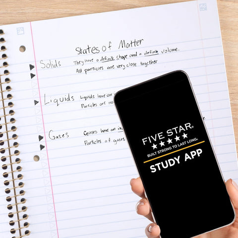 Five Star Spiral Notebook + Study App, 1 Subject, Wide Ruled, 8" x 10-1/2", 80 Sheets, Fights Ink Bleed, Water Resistant Cover, Pastel Doodles (930212F-ECM)