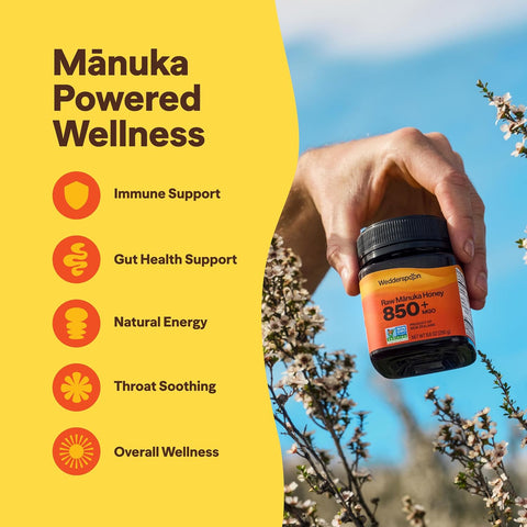 Wedderspoon Raw Manuka Honey 850+ MGO, 8.8 Oz