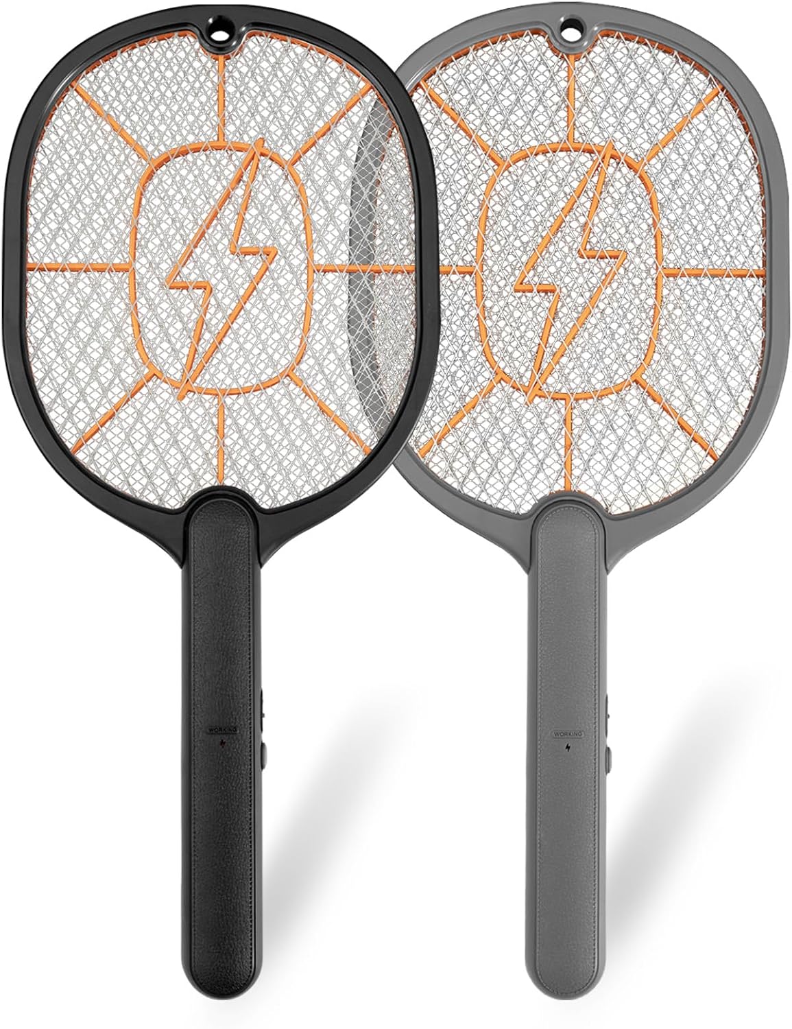 2-Pack Electric Fly Swatter – Battery Powered Mosquito & Bug Zapper Racket with Safe Mesh & Wall-Mount Design for Indoor and Outdoor Use (Black & Gray)
