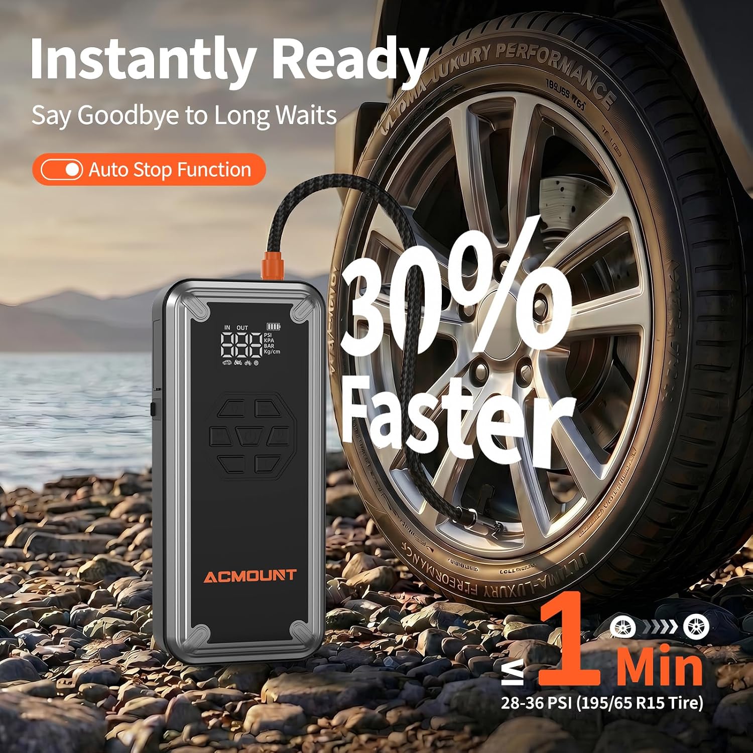 ACMOUNT W160 5000A Jump Starter with Air Compressor 150PSI, 12V Jump Box