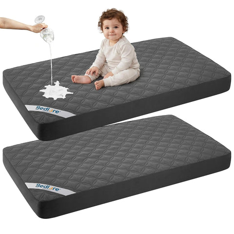 BEDLORE Crib Mattress Protector Waterproof 2 Pack for Standard Toddler Bed