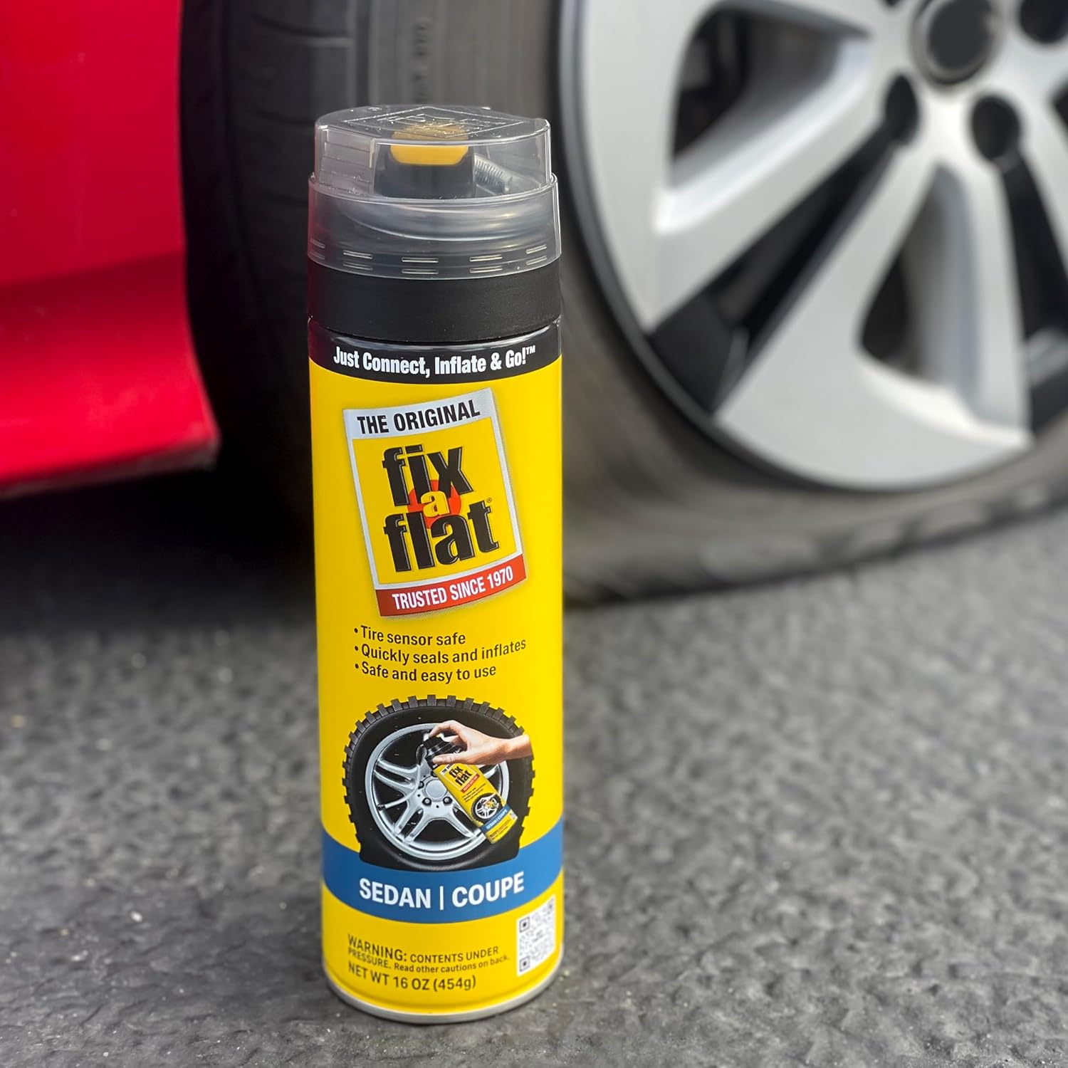 Fix-A-Flat S60420 Aerosol Emergency Flat Tire Repair and Inflator, for Standard Tires, Eco-Friendly Formula, Universal Fit for All Cars, 16 oz. (Pack of 1)