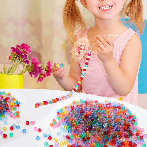 Transparent Clear Pony Beads for Friendship Bracelets for Jewelry Making 1000 Pcs Plastic Colourful Beads for 6x9mm for DIY Bracelet Necklace Party Decoration Supplies