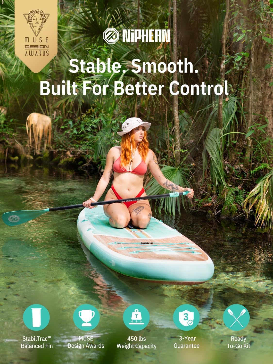 Niphean Inflatable Stand Up Paddle Board with SUP Accessories