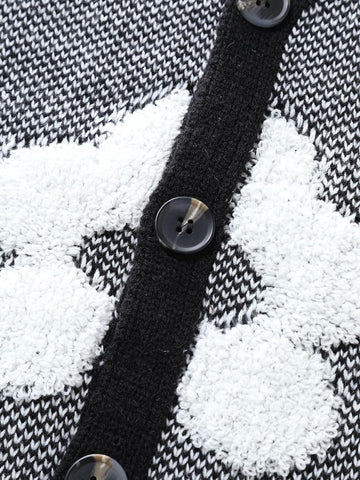 SHENHE Men's Skeleton Pattern Cardigan Long Sleeve Unisex Knitted Sweaters