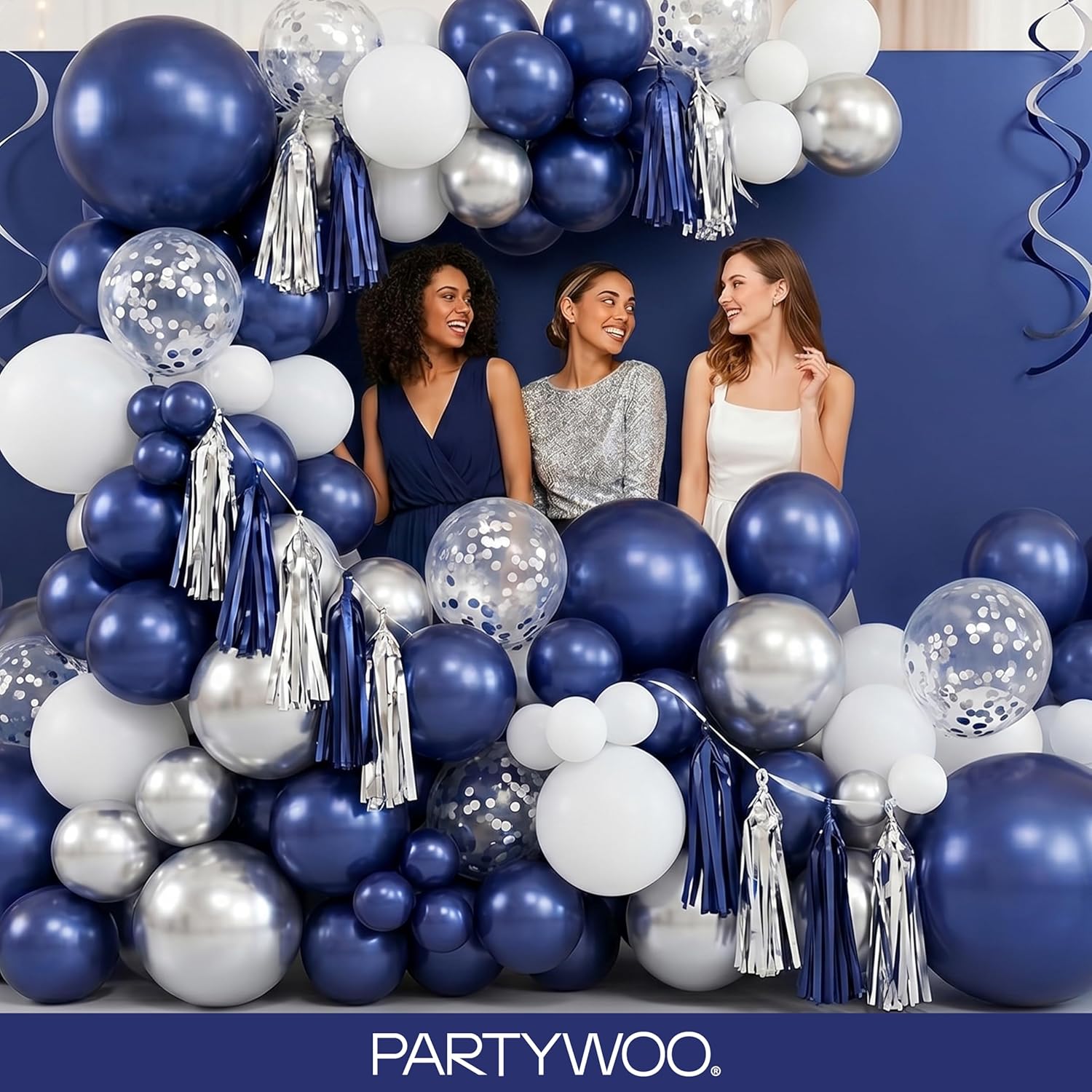PartyWoo Navy Blue Balloons 152pcs Different Sizes of 18 12 10 5 Inch Dark Blue Balloon Arch Kit Garland for Graduation Wedding Sports Baby Shower Birthday Bachelorette Party Decorations Blue-Z90