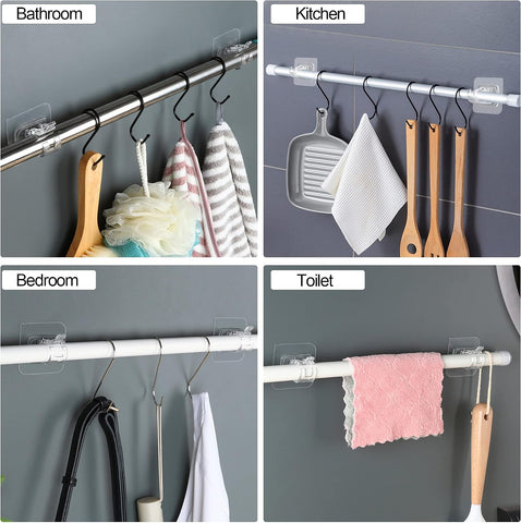 8PCS Self Adhesive No Drill Adjustable Curtain Rod Holder Hooks Brackets