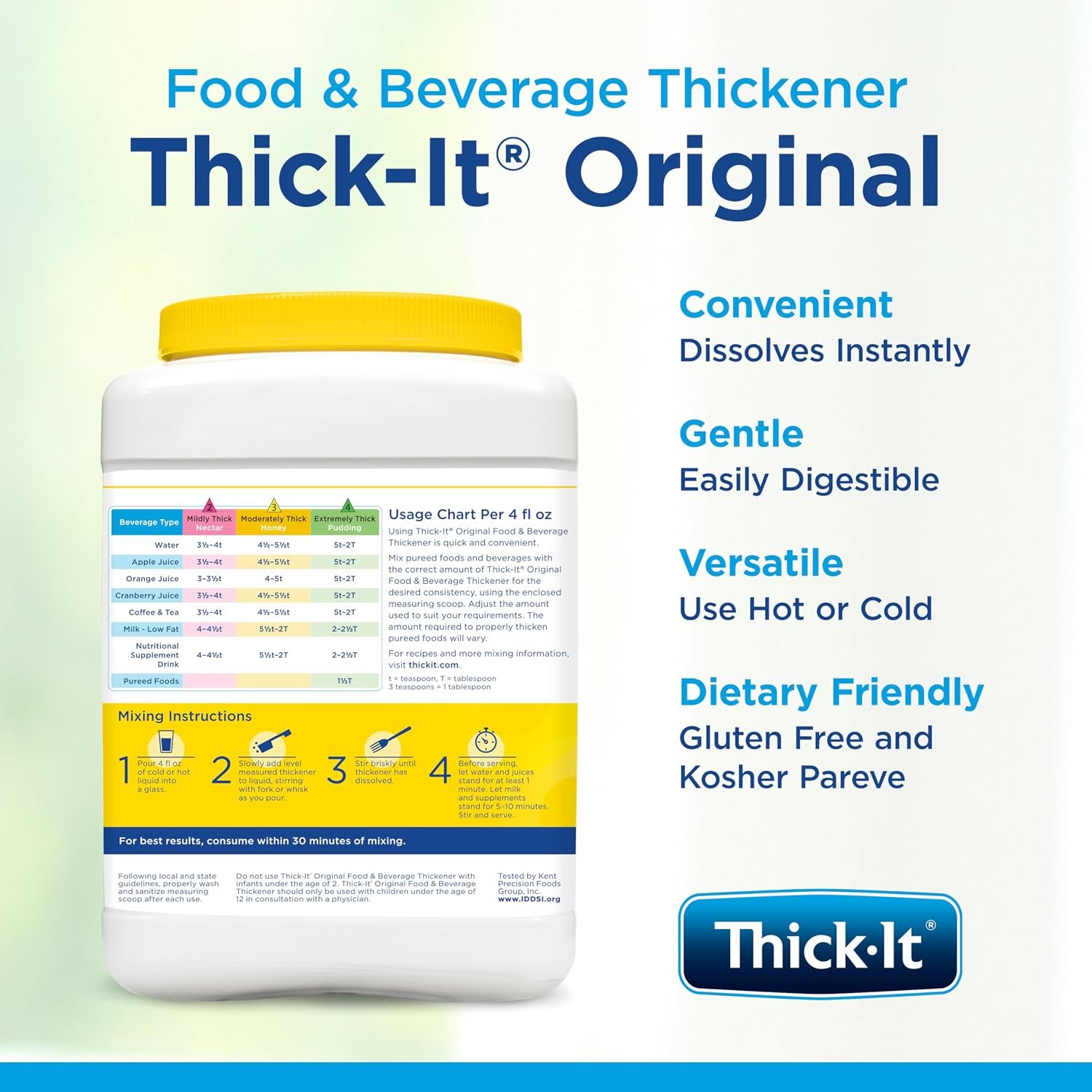 Thick-It Original Food & Beverage Thickener Powder, 36 oz Canister, 2 Pack | Thickening powder for dysphagia; dissolves instantly in hot or cold food & liquids; flavorless, gluten free, easy to use
