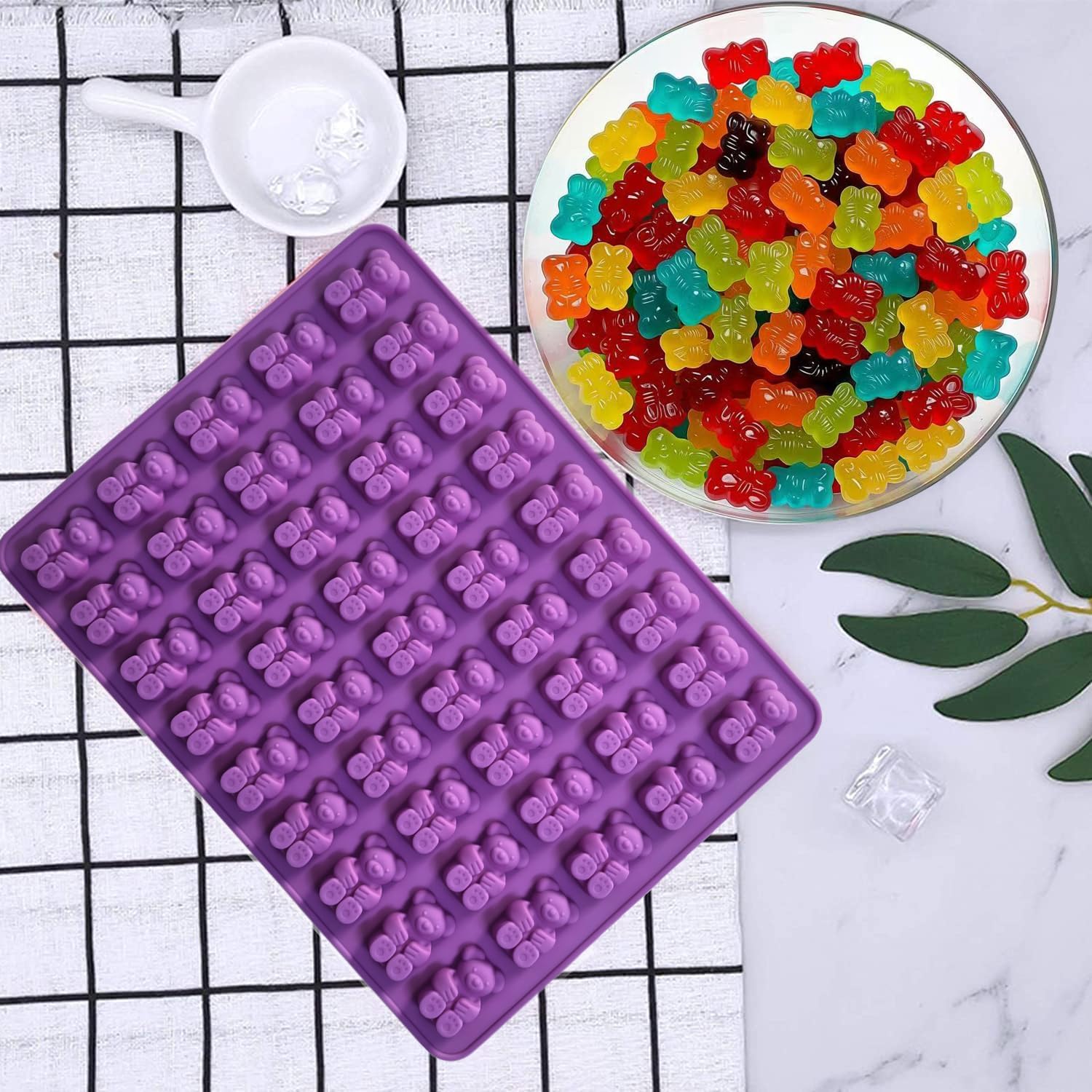 4Pcs Gummy Candy Molds - Silicone Gummy Bear Molds with 2Pcs Dropper,Non-stick and Bpa Free for Candy Chocolate Gummies Baking