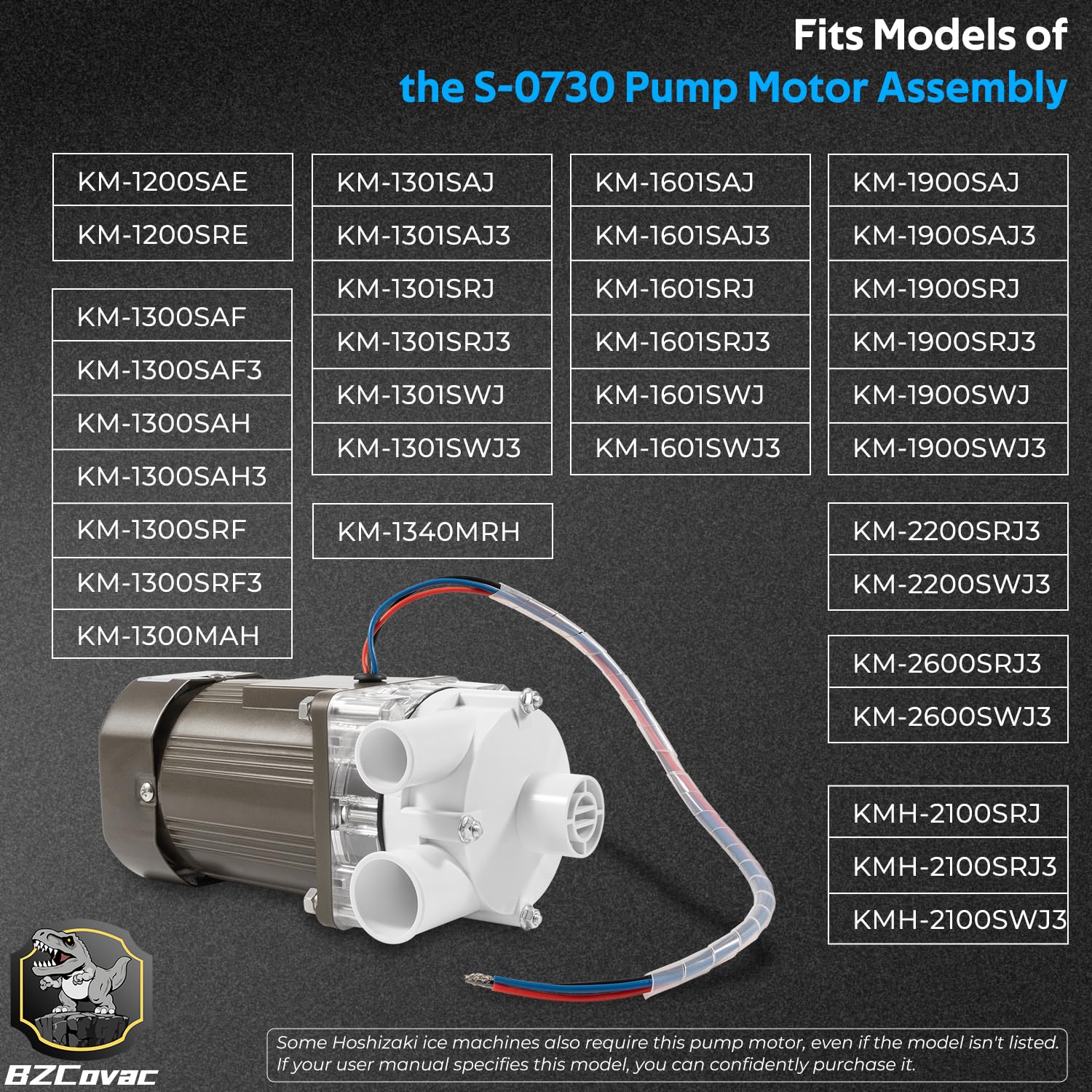 S-0730 Water Pump for Hoshizaki, S730 Ice Machine Motor Assembly, 14-Inch Cable and Plug, #M91X60S201