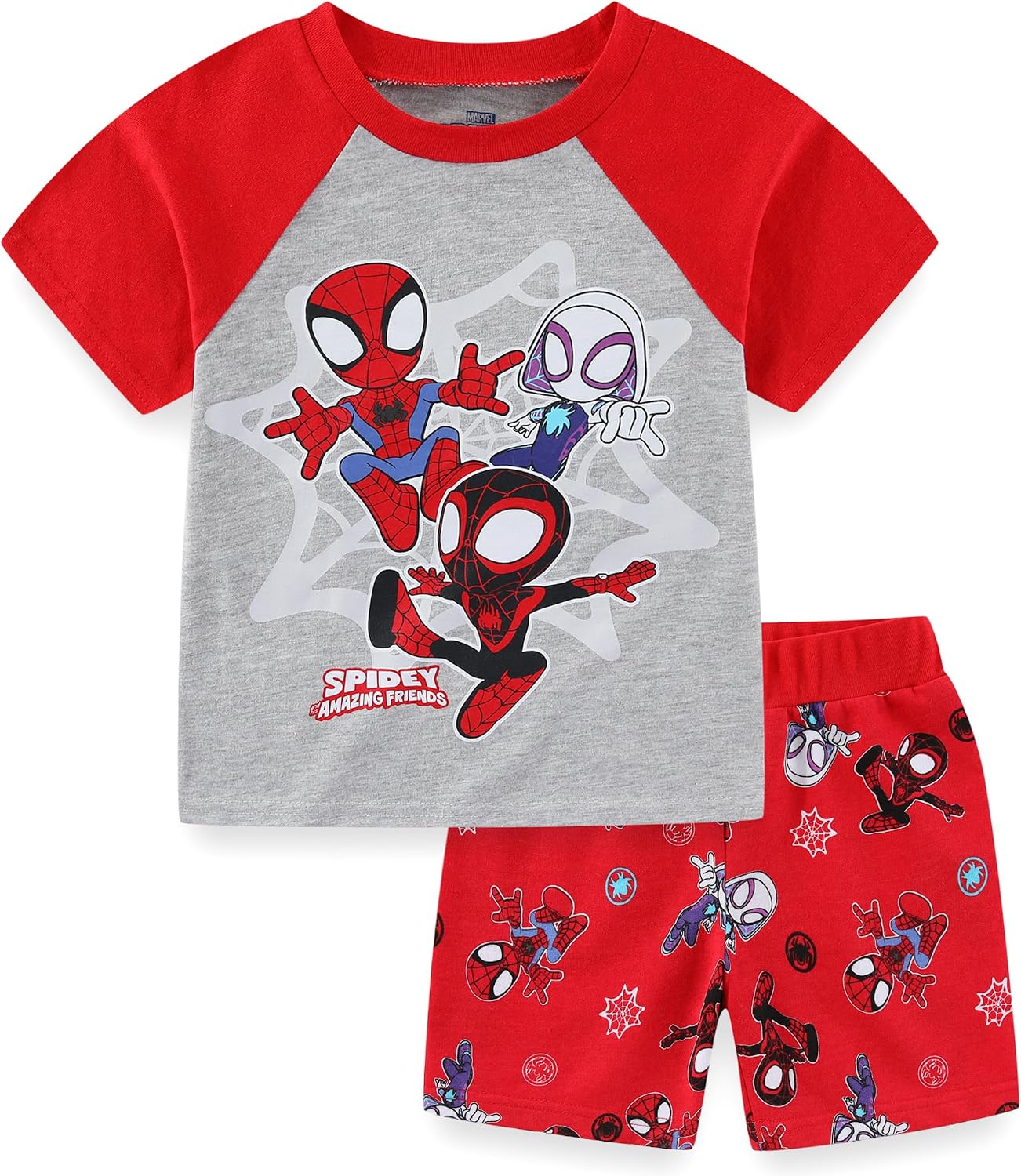 Marvel Spidey and His Amazing Friends Boys Short Sleeve T-Shirt and French Terry Shorts Set for Toddlers