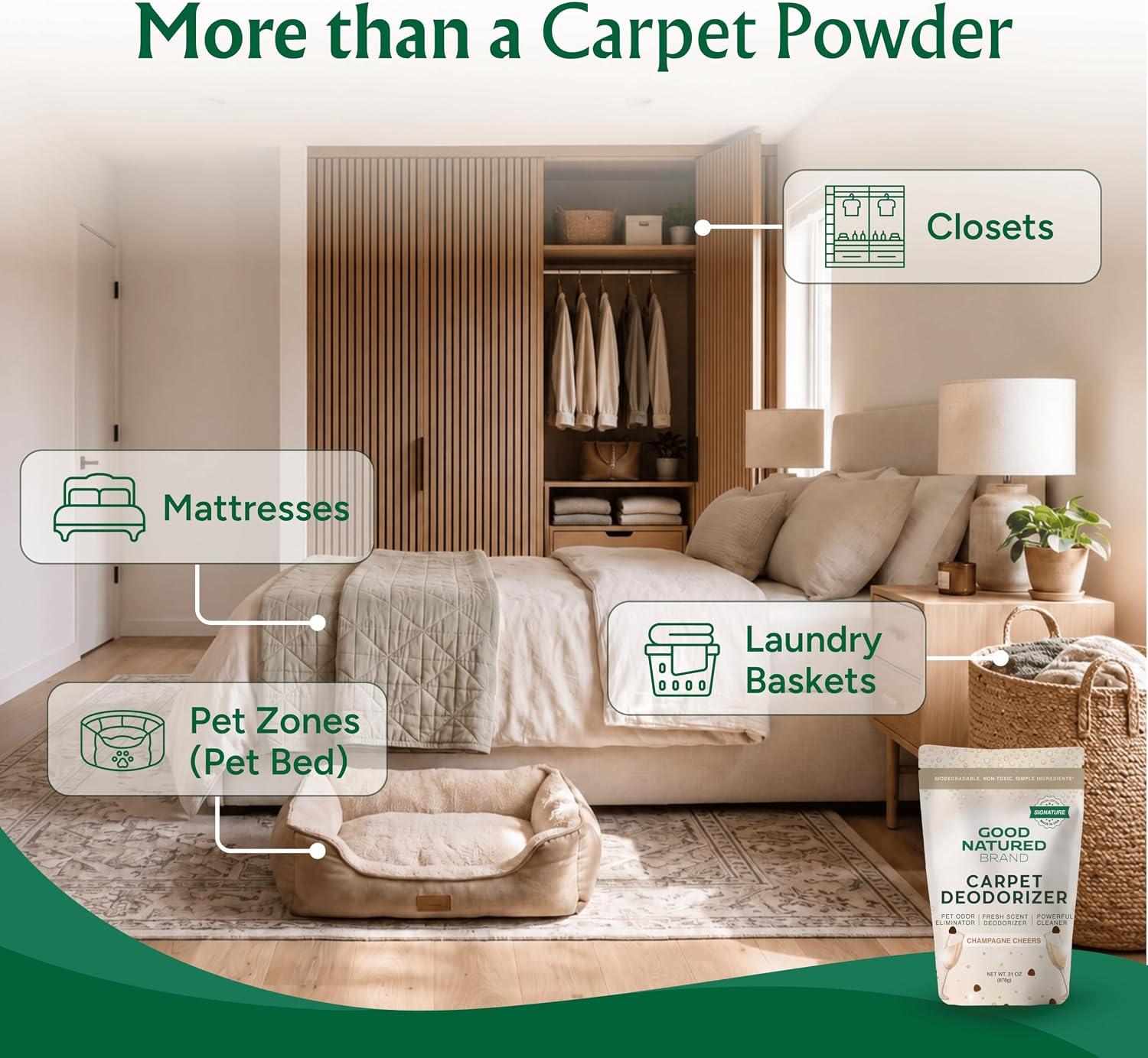 Good Natured Brand Carpet Deodorizer & Air Freshener Powder, 31oz