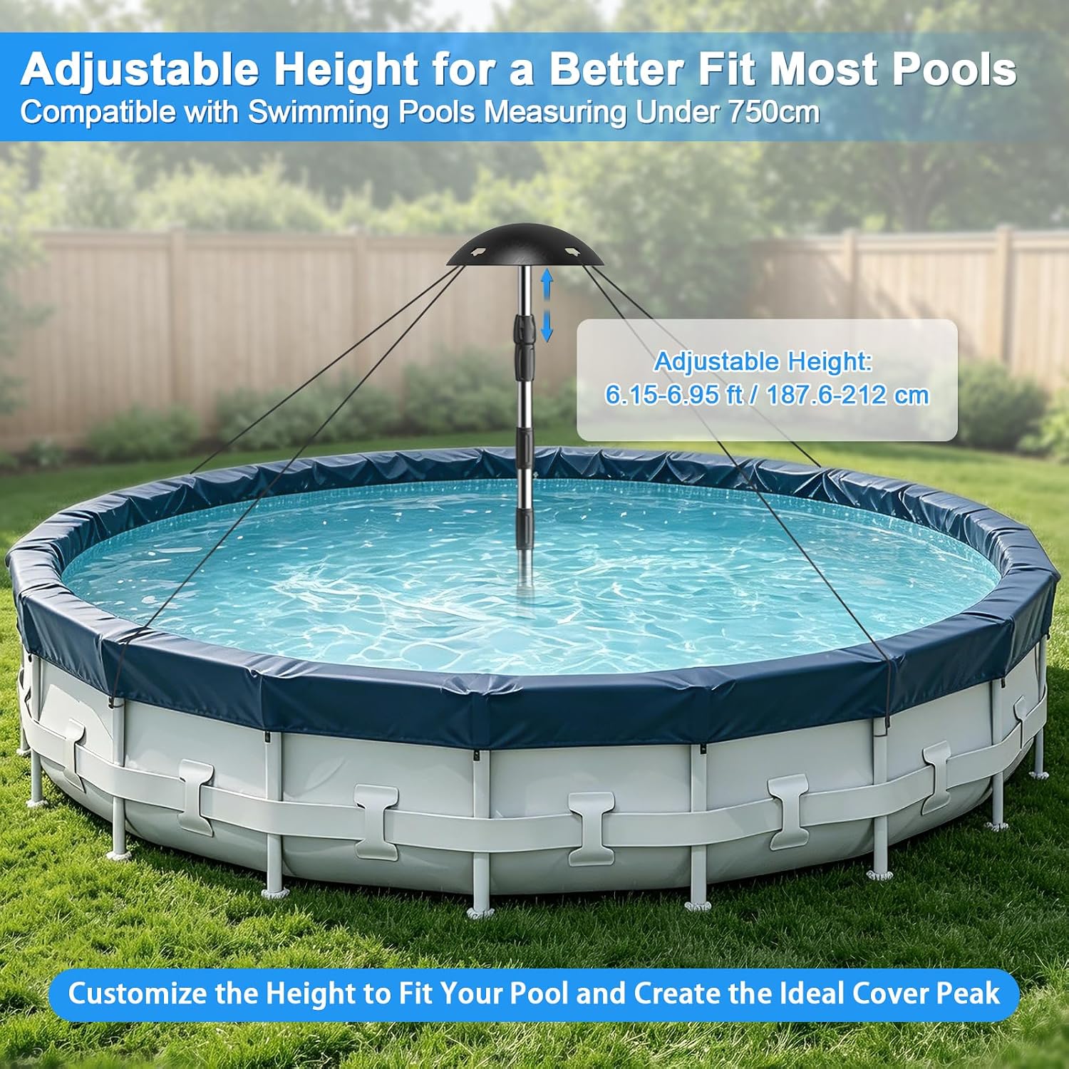 Metal Pool Cover Support Pole: Never Inflate - No Air Leaks All Winter
