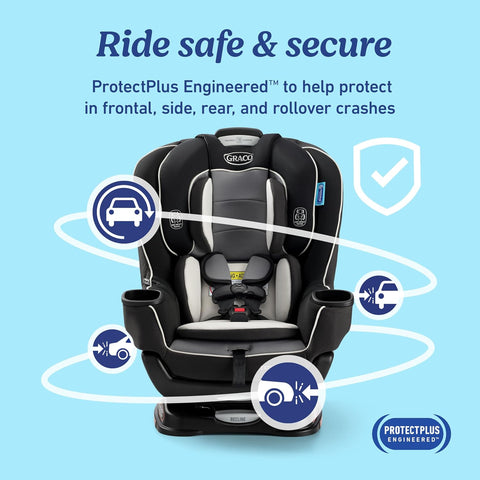 Graco Extend2Fit Convertible Car Seat, Rear and Forward Facing Car Seat with Adjustable Extension Panel for Extra Legroom, Great Gift for Baby Shower or Baby Registry, Gotham