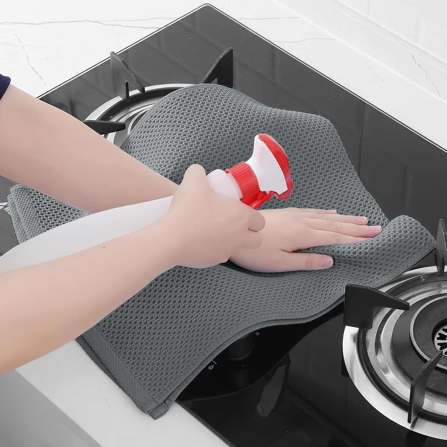 Homaxy 100% Cotton Waffle Weave Kitchen Dish Towels 6-Pack, Grey