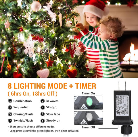 Toodour Christmas Lights Outdoor, 328ft 1000 LED String Lights, Timer, Waterproof 13 Modes Outdoor Christmas String Light - Twinkle Light for Tree Home Garden Yard Party Xmas Decor- White
