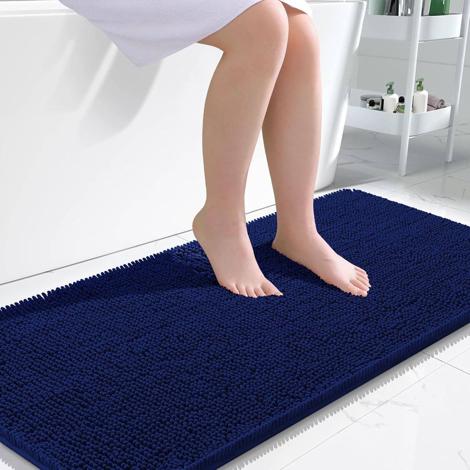 OLANLY Bathroom Runner Rugs 47x24, Extra Soft Absorbent Chenille Bath Rugs