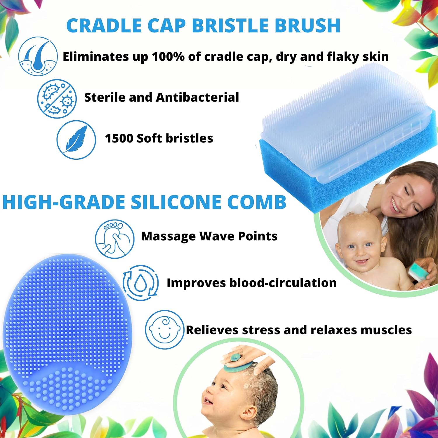 Cradle Cap Brush for Babies - Cradle Cap Treatment 6-Pack Baby Bath Sponges