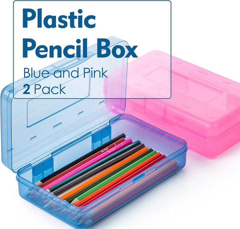 Mr. Pen- Plastic Pencil Case Box, 2 Pack, Large Crayon Marker Pen Organizer