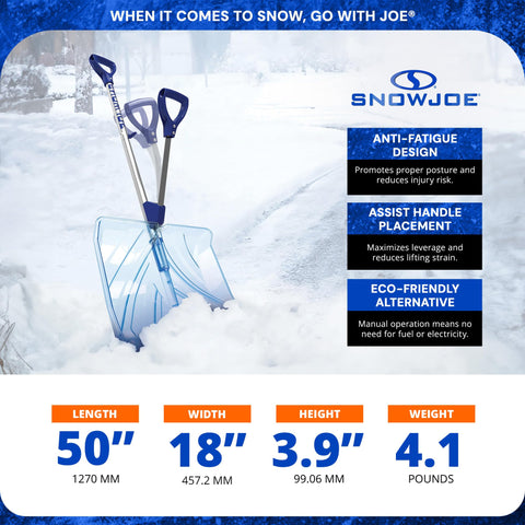 Snow Joe Shovelution Snow Shovel Strain-Reducing 18-Inch Snow Shovel with Assist Handle