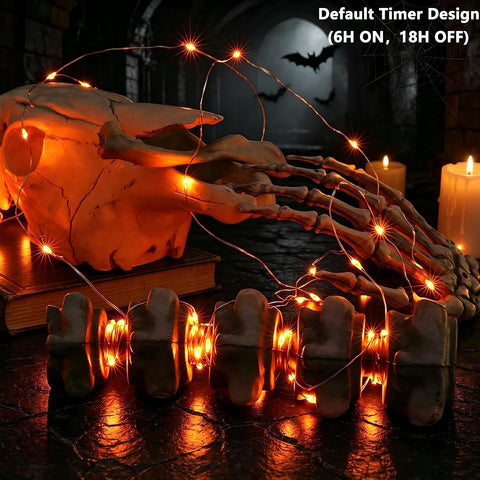 Joomer Orange Battery Operated Halloween Fairy Lights, 16FT 50LED 2 Modes