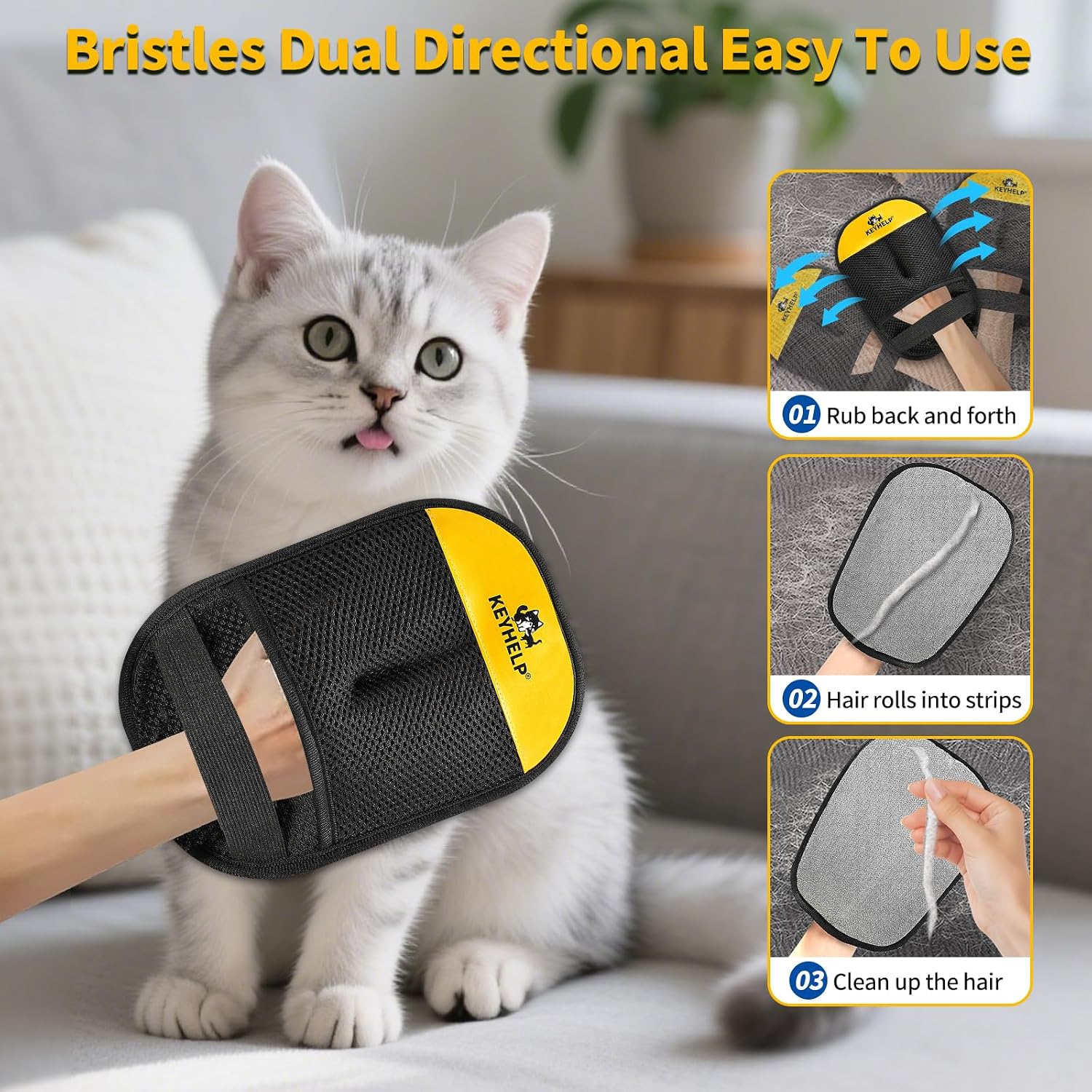 Pet Hair Removal Glove for Dog & Cat, Reusable Electrostatic Pet Hair Glove