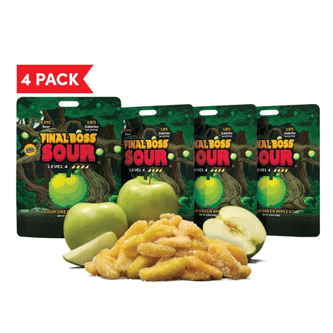 Final Boss Sour Fruit Candy, Green Apple, Level 4, 4 Pack