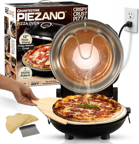 PIEZANO 12" Electric Pizza Oven Indoor Countertop Pizza Maker, Black