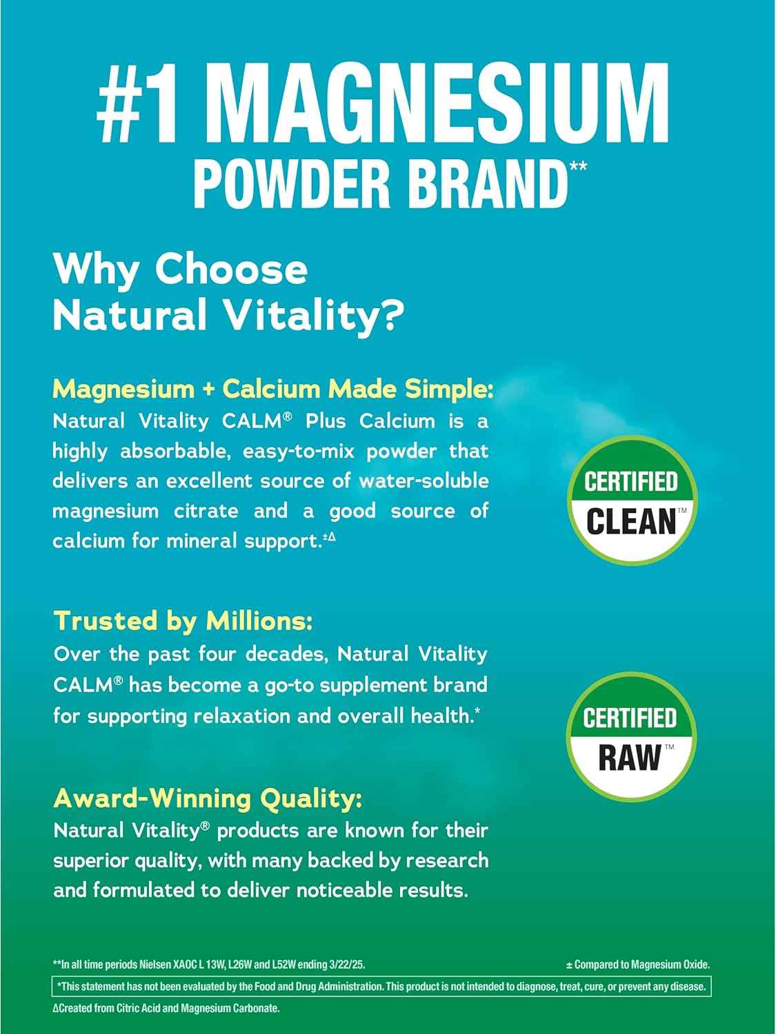 Natural Vitality Calm Magnesium & Calcium Powder | Unflavored Drink Mix Powder Supports a Healthy Response to Stress | Gluten Free, Vegan, & Non-GMO | Original 16oz