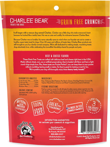 Charlee Bear Grain Free Dog Treats, Beef & Cheese, 8 oz