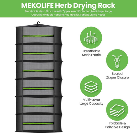 MEKOLIFE 6-Layer Herb Drying Rack with Collapsible Mesh Design