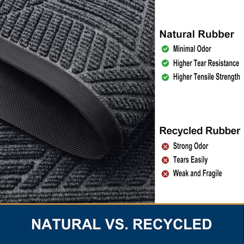 Smiry Front Door Mat Outside Entrance, Low Profile Rubber Doormat, 29.5x17