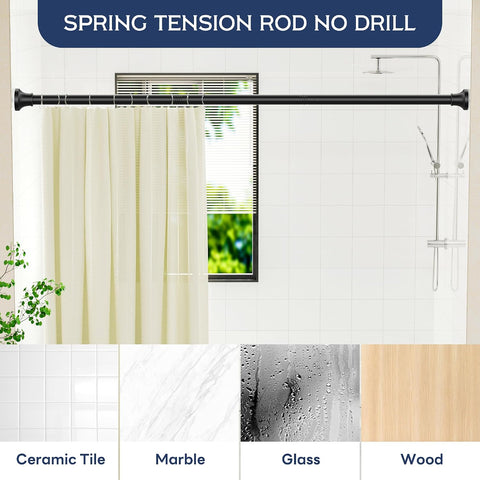 STARLATTA Tension Shower Curtain Rod, 31-104", Black